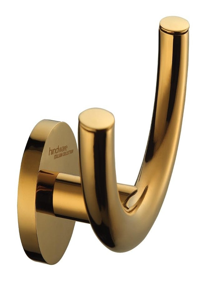 Hindware Italian Collection Robe Hook for Bathroom | PVD Coated | Brass Robe Hook | Luxury Pure Gold Color Finish | Premium Bathroom Accessories Series